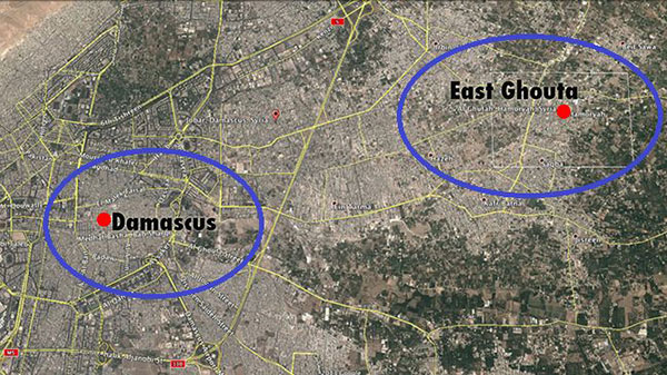 Siria-mapa Damascus-Guta