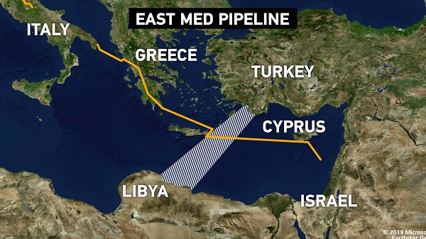 mapa gasovoda Istočni Mediteran