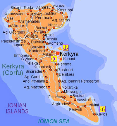 kavos krf mapa BalkanMagazin :: JONSKA OSTRVA – KRF (1) kavos krf mapa